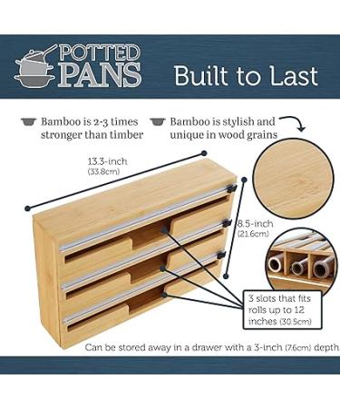 Potted Pans Plastic Wrap Dispenser with Cutter - 3 Slotted Kitchen Drawer Organizer - Buy Online on GoSupps.com