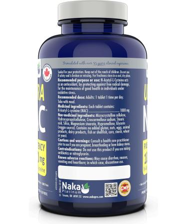  Naka Platinum Ultra NAC Max potency 1000mg (N-Acetyl-L-Cysteine) Made in Canada (150 Count (Pack of 1)) - Buy Online on GoSupps.com