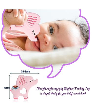 Bigspinach Soft Pink Elephant Teether | Silicone Teething Toy for Babies 0-12 Months | Gum Massager & Anxiety Relief | Gift for Girls - Buy Online on GoSupps.com