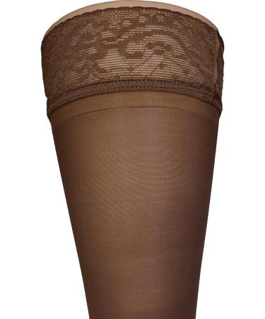 Truform Compression 30-40 mmHg Sheer Thigh High Stockings - Medium Taupe (Pack of 2) | International Shipping Available - Buy Online on GoSupps.com