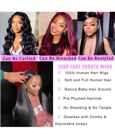 24 Inch 13x6 HD Lace Front Wig Human Hair | Pre Plucked 180 Density Straight Wig for Women | Natural Black with Baby Hair | Glueless - Buy Online on GoSupps.com
