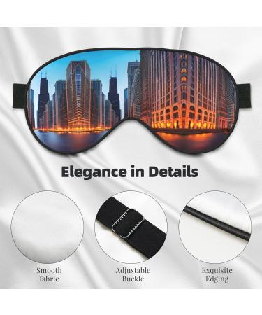 Buy Chicago Illinois USA Print Night Blackout Eyeshade | Elastic Strap for Shift Work Travel & Relaxation - Buy Online on GoSupps.com