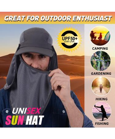 USHAKE Sun Cap Fishing Hat with Face Neck Cover Flap - Dark Grey - Buy Online on GoSupps.com