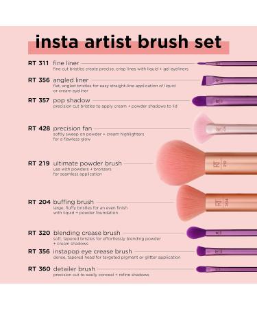 Real Techniques Insta Artist Brush Kit Face Cheek & Eye Brush Set Makeup Brush Kit For Foundation Blush Bronzer Concealer & Eyeshadow Professional Quality Makeup Tools 9 Piece Set - Buy Online on GoSupps.com