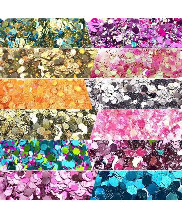 Buy BOSDONTEK 12 Boxes Glitter for Nail Face & Body - Makeup Art & Festival Decoration | International Shipping Available - Buy Online on GoSupps.com