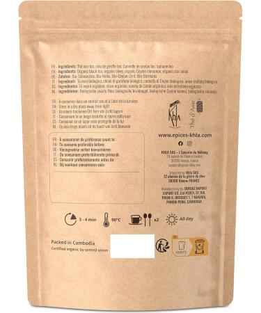  Khla Khla - Organic Chai Tea for Chai Latte - 250g Loose Leaf Bag - Black Chai Masala Tea - Organic Ceylon Spiced Tea - Dried Leaves - Buy Online on GoSupps.com