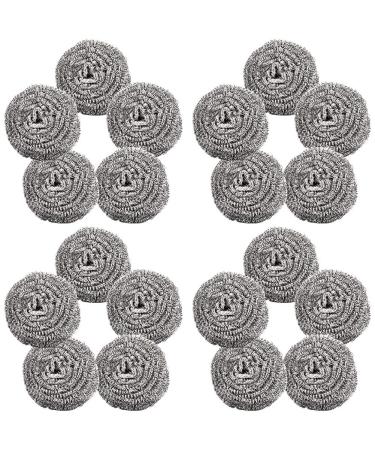 Pop cleaner 20 pieces of pot cleaning stainless steel scandal spiral clean for high -performance cleaners for pots pans grilled devices and stove and other places (silver)