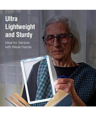 MagniPros 3X Large Ultra Bright LED Page Magnifier with 12 Anti-Glare Dimmable LEDs(Evenly Lit Viewing Area & Relieve Eye Strain)-Ideal for Reading Small Prints & Low Vision Seniors with Aging Eyes Silver - Buy Online on GoSupps.com