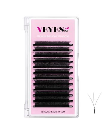 VEYES YY Lash Extensions C & D Curl 9-15mm Mixed Length Premade Volume Eyelash Fans Professional Lash Extension Supplies Matte Black(6D W-Shape 0.07 D-curl 9-15mm)