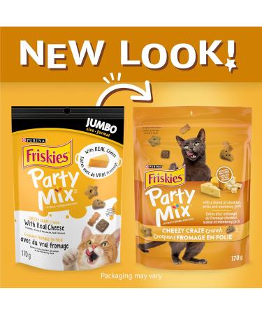 Friskies Party Mix Cat Treats Cheezy Craze Crunch with Real Cheese - 170 g Pouch (1 Pack) 170 g (Pack of 1) - Buy Online on GoSupps.com