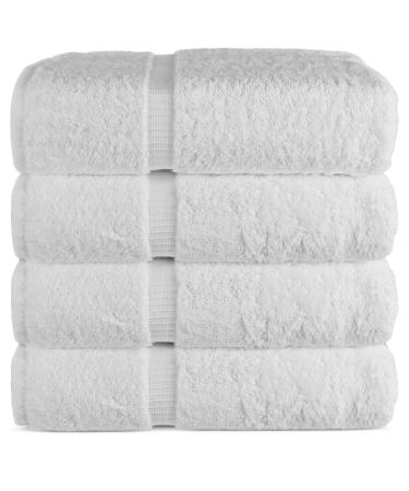 Chakir Turkish Linens 100% Cotton Premium Turkish Towels for Bathroom | 27'' x 54'' (4-Piece Bath Towels - White) 4-Piece Bath Towels White