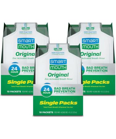SmartMouth Original Activated Mouthwash Single Packs, Travel Mouthwash, Fresh Mint, 30 Pack