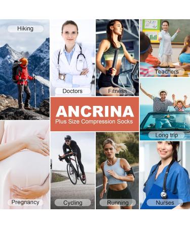 Ancrina Plus Size Compression Socks for Women & Men - 5XL-6XL Pink | Ideal for Sports Running Air Travel & Cycling - Buy Online on GoSupps.com