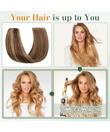 Benehair Clip in Human Hair Extensions Natural Real Hair Clip in 8Inches 40g Hair Extensions Clip In One Piece 5 Clips Human Hair Extension with Clip for Women Medium Brown Mixed Dark Blonde #4P27 - Buy Online on GoSupps.com