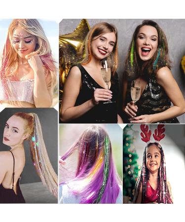47 Inches Hair Tinsel Kit: 1200 Strands in 6 Colors - Sparkling Shiny Extensions for Colorful Glitter Hair - Includes Tools - Buy Online on GoSupps.com