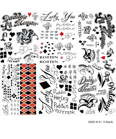 12 Sheets Joker Tattoos for Suicide Squad Harley Quinn - Halloween Costume Accessory and Cosplay Set - Buy Online on GoSupps.com