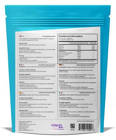  Longevity Box Ultimate 8 Glutathione 120 capsules antioxidant complex (NAC ALA vitamins C/E selenium) third-party tested - Buy Online on GoSupps.com