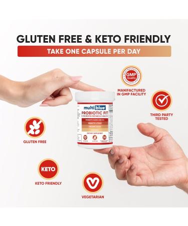 MultiBlue Probiotic Fit Supports Natural GLP-1 & Appetite Control for Women & Men Bifidobacterium B-420 Digestive & Gut Health 10 Probiotic Strains 60 Billion CFU Prebiotic + Vitamin D3 30ct 30 Count (Pack of 1) - Buy Online on GoSupps.com