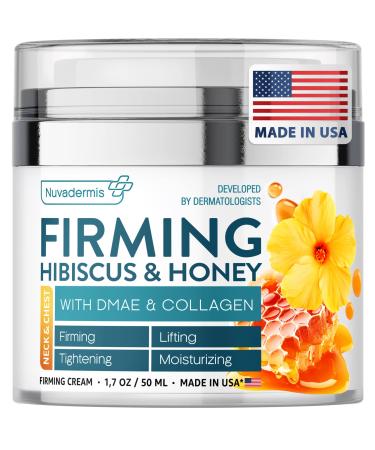 NUVADERMIS Hibiscus and Honey Firming Cream - Skin Tightening Cream - Reduces Fine Lines - Lifts and Moisturizes Skin with Natural Collagen and DMAE - Made in USA, 1.7 oz Jar