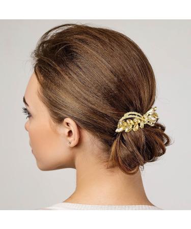 2PCS Gold Rhinestone Hair Barrettes | Sparkly Crystal Clips for Bridal & Wedding | Hair Accessories for Women & Girls - Buy Online on GoSupps.com