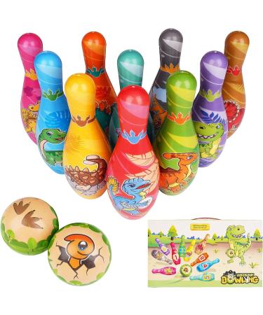 IWUTEFET Kids Dinosaur Bowling Set - Soft Foam 10 Pins and 2 Balls - Educational Indoor/Outdoor Game for Children - Fun Learning and Development Toy - Buy Online on GoSupps.com