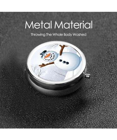 Merry Christmas Snowman Round Pill Box - 3 Compartment Portable Travel Medicine Organizer for Vitamins & Tablets - Buy Online on GoSupps.com