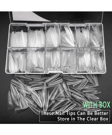 504pcs False Fake Nail Tips Pre-Buff Long Almond for Acrylic LEA-SHALL Soft Gel PMMA No File Matte Tip Break Resistant Clear Full Cover Nails Traceless Artificial Press On Kit Extension Set 504pcs Pre-Buffed Long Almond with Box - Buy Online on GoSupps.com
