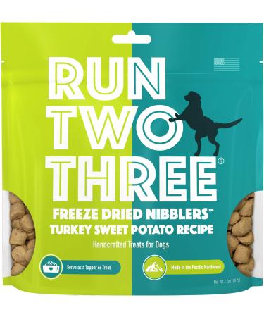 RUN TWO THREE Freeze Dried Nibblers - Freeze Dried Dog Treats -Ultra Premium Quality, All Natural, Few Ingredients, High Energy Proteins, Made in the USA Turkey Sweet Potato Recipe