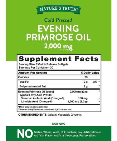 Nature's Truth Evening Primrose Oil 1000mg Capsules - 60 Count - Buy Online on GoSupps.com