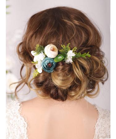 Kercisbeauty Bridal Floral Hair Pins Wedding Pearl Hair Combs Barrette Flower Set Hair Piece Evening Party Hair Accessories(Pack of 3)