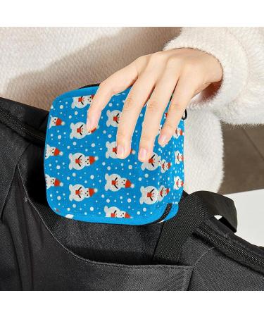 Menstrual Pad Bag with Zipper | Snowman Pattern Ladies Napkin Pouch & Tampons Collection Bag for Women & Girls - Buy Online on GoSupps.com