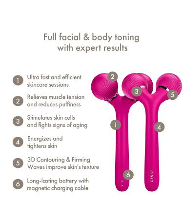 Geske SmartAppGuided Sonic Facial & Body Roller | 4-in-1 Dermaroller Device for Face & Body | Professional Facial Scooter | Defines & Shapes Skin in Magenta - Buy Online on GoSupps.com