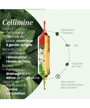 SUPERDIET CELLIMINE ORGANIC Slimming and Drainage Herbal Medicine Made in France 20 ampoules of 15 ml - Buy Online on GoSupps.com