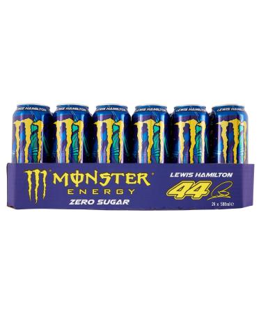 Monster Monster Energy LH44 Lewis Hamilton - 24 x 500 ml Cans Energy Drink Zero Sugars with Caffeine L-Carnitine Sweet Peach Flavour Energy Drink Vegan