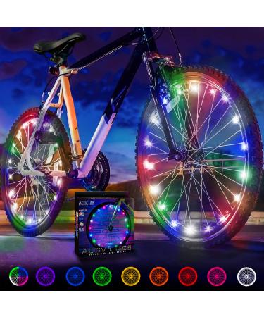 Activ Life 2-Tire Pack LED Bike Wheel Lights with Batteries Included! Get 100% Brighter and Visible from All Angles for Ultimate Safety and Style Multicolor 2 Wheels