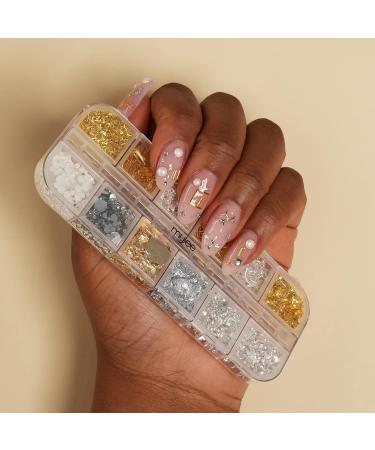 Mylee Crown Jewels Nail Art Kit - 12-Piece Set for Professional & Beginner Manicures - Silver & Gold Decorations for Gel, Acrylic & Natural Nails - Buy Online on GoSupps.com