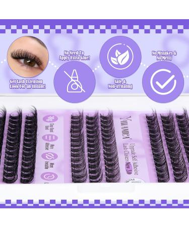 Self Adhesive Lashes Clusters - Fluffy Wispy Eyelash Extensions | Reusable Press On Lashes | No Glue Needed | 10-14mm C Curl | 126pcs by Yawamica - Buy Online on GoSupps.com
