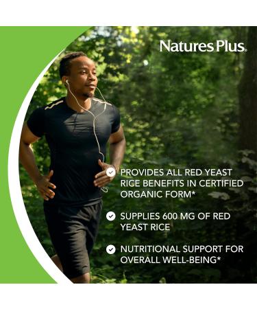 NaturesPlus Red Yeast Rice Organic Capsules - 600mg 60 ct - Vegan, Gluten-Free - Overall Well-Being Support - Buy Online on GoSupps.com