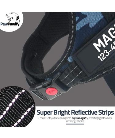Pawpawify Personalized No-Pull Dog Harness - Durable Blue Camouflage for Training & Walking (Chest 28-38in) - Buy Online on GoSupps.com
