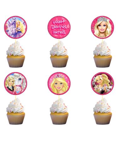 18x BarbiCupcake Toppers Strong Picks Happy Birthday D cor Cupcake Decorations for Kids Birthdays