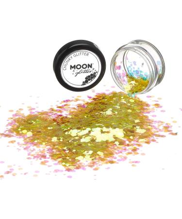 Moon Glitter Iridescent Chunky Yellow Cosmetic Glitter - 0.10oz | Face, Body, Nails, Hair & Lips - Buy Online on GoSupps.com
