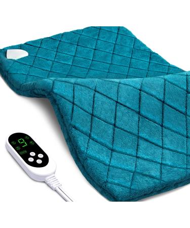 Electric Heating Pad for Back Pain Relief  Heating Pads for Cramps 9 Temperature Settings and 4 Auto Shut Off  Blue-Green Heat Therapy for Shoulder Neck Back  Machine Washable Extra Large (12''x24'')