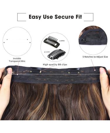 20 Inch Halos Hair Extension - Invisible Wire Hair Extensions - Dark Brown Mixed Dark Golden - Synthetic Long Wavy Hair Pieces for Women - Buy Online on GoSupps.com