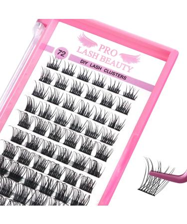 Individual eyelashes 72 PCs eyelash individually diy individual eyelashes eyelashes cluster eyelashes Individual false eyelashes for individual eyelashes at home super thin ribbon and equipment (natural d-10mm)