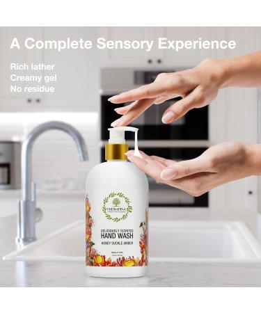 Luxury Vegan Aromatherapy Liquid Hand Soap | Moisturizing Aloe Vera & Honeysuckle Amber Scent | 16 Oz for Kitchen & Bathroom - Buy Online on GoSupps.com