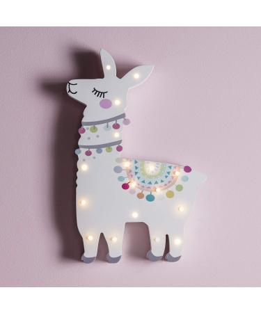 Lights4fun Lama children's room night light with 17 warm white LEDs timer battery operation 30cm Llama