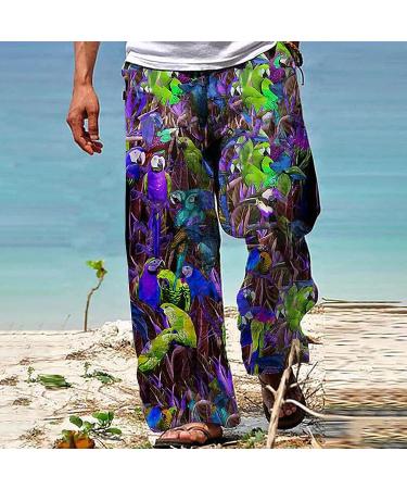 Men's Wide Leg Casual Pants | Loose Fit Lightweight Elastic Waist | Summer Beach Yoga Trousers - 3XL - Buy Online on GoSupps.com