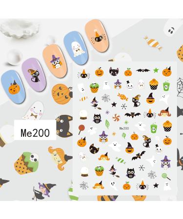 JMEOWIO 8 Sheets Halloween Nail Art Stickers Decals Self-Adhesive Pumpkin Skull Ghost Spider Web Bat Spook Nail Supplies Nail Art Design Decoration Accessories - Buy Online on GoSupps.com