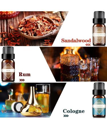 Men's Essential Oils Set - Top 6 Fragrance Oils for Diffuser, Candle & Soap Making - Sandalwood, Cologne, Black Cedar, Leather, Sweet Tobacco, Bay Rum - 10mL Gentlemen's Essential Oil Kit - Buy Online on GoSupps.com