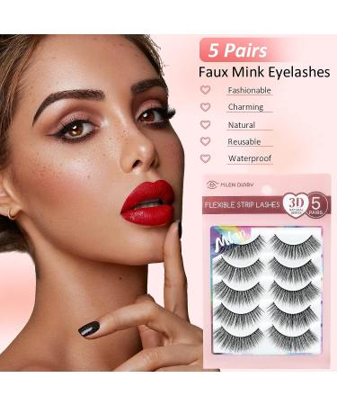 MLEN DIARY C-Sunny-5pairs Flutter Habit 3D Curl Faux Mink Lashes - 5 Pairs - Buy Online on GoSupps.com